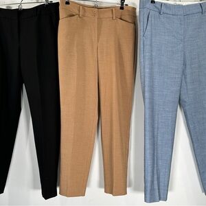 Talbots Bundle 3 Hampshire Ankle Pants Almond Tan Black Chambray Blue Size 6 NFD